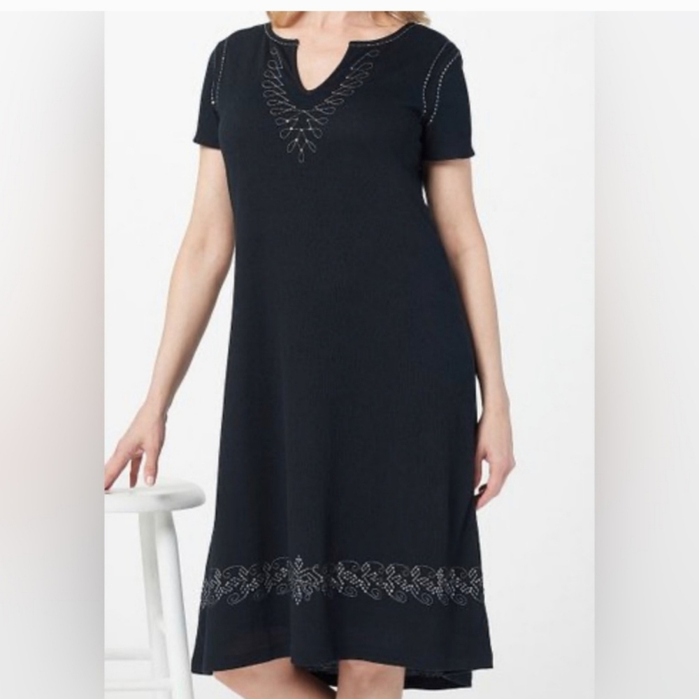 Haute Hippie Crinkle knit lined sequined dress, V neck slit neckline